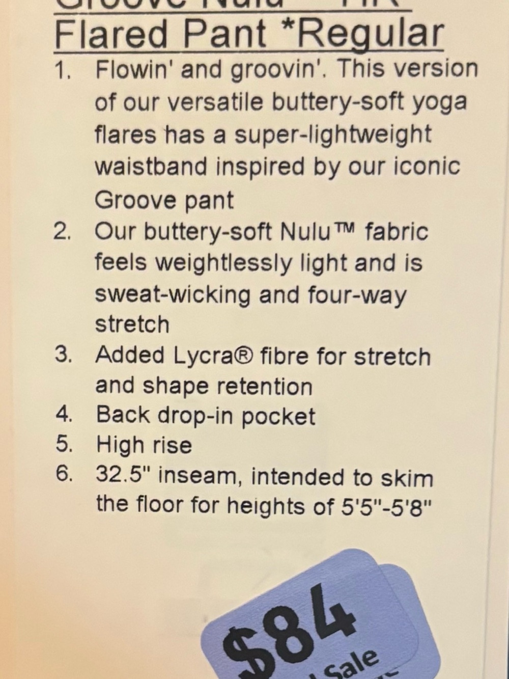 lululemon Groove Nulu HR Flared Pant Regular 32.5 inseam Steel Blue New!! size 6 - Picture 3 of 3